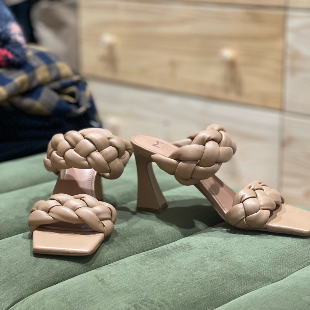 Nude strap heels
